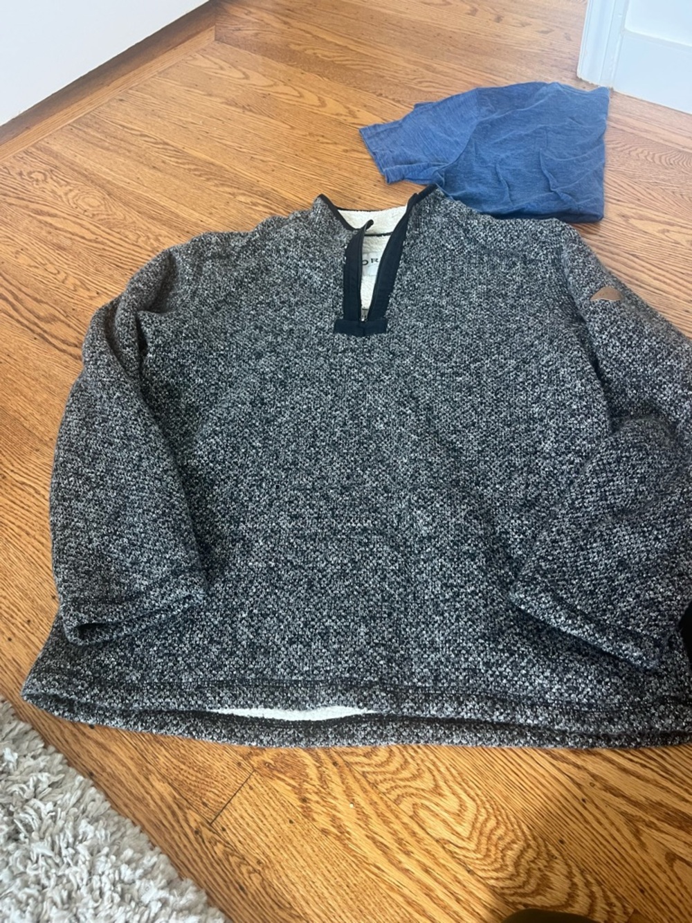 Orvis size large Sherpa gray heather 3-quarter zip